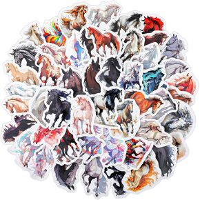 50 Pcs Horse Stickers, Waterproof Cute Graffiti Stickers, Horse Riding Water Bottle Bulk Stickers for Laptop Phone Journaling Scrapbooking Notebook DIY Craft, Horse Gifts for Girls Women Kids