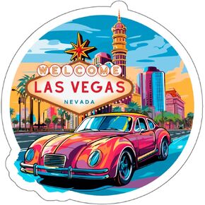 Las Vegas Nevada Sticker Travel Weatherproof Souvenir Decal Vinyl Small Waterproof for Water Bottle Mug Passport Notebook Laptop Computer Phone Car Stickers Size 4″×4″