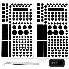LED Light Blocking Stickers, 2 Sheet Light Dimming Stickers Blackout Stickers for Electronics LED Covers Blackout LED Filters Dimming Sheets with Tweezers Dimming 50% ~ 100% of LED Lights