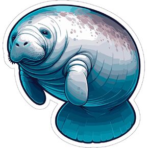 Manatee Sticker Decal Vinyl Small Waterproof for Water Bottle Mug Passport Book Scrapbook Notebook Laptop Tumbler Skateboard Computer Phone Size Funny Gift Car Stickers