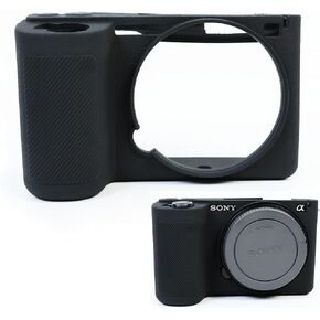 PCTC ZVE10 II Silicone Protective Cover Housing Frame Shell Case for Sony Alpha ZV-E10 II(Black)，Silicone Gel Camera Case Compatible for Sony ZV-E10II Easy to Install