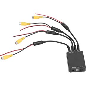 Acouto 4 Way Car Video Switch, 360 Degree Panoramic Rearview Camera Control Box System Universal for Car Monitoring