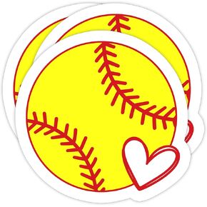 (3PCS) Softball With Heart Sticker Softball Stickers Decals, Sport Stickers, Gift for Softball Players, Softball Team – Waterproof Vinyl Decal for Books Laptop Phones Tumblers Water Bottles 3 x 3 Inch
