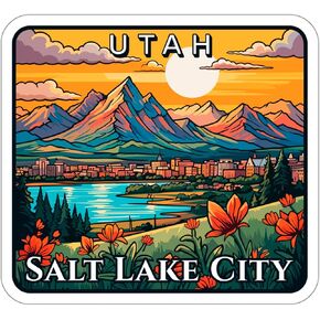 Salt Lake City Utah Sticker Adventure Souvenir Decal Vinyl Small Waterproof for Bottle Mug Passport Scrapbook Laptop Tumbler Skateboard Phone, Size - 4″×4″ - ID44990