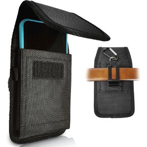 Cell Phone Holster Nylon Pouch Carrying Case with Belt Clip, Universal Pouch Large Phone Flip Case for iPhone 14 13 Pro Max, Holder Galaxy S24 Ultra