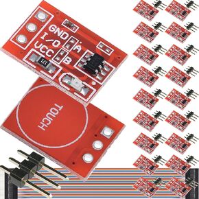 20 Pcs TTP223 Touch Button Module Self-Locking Jog Capacitive Touch Key Switch Sensor Module Single Channel for Arduino with Dupont Cable