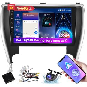 [4 + 64g] لتويوتا كامري 2015 2016 2017 ترقية ستيريو - 10.1 بوصة IPS Toushscreen Android 13 Radio - Carplay اللاسلكي و Android Auto ، الصفحة الرئيسية المخصصة ، WiFi ، GPS ، متعدد الوظائف + كاميرا احتياطية AHD