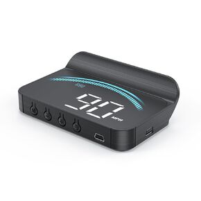 M11 Heads up Display Windshield Projector, OBD2/GPS Speedometer MPH with Speed, 3.5 inch CAR HUD Overspeed Warning, Display Water Temperature, Display Distance