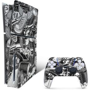 MightySkins Glossy Glitter Skin Compatible with Playstation 5 PS5 Slim Digital Edition Bundle - Mono Hip Hop | Protective, Durable High-Gloss Glitter Finish | Easy to Apply | Made in The USA