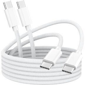 كابل USB C إلى USB C لـ iPhone 16 Pro Max ، 2 Pack 60W USB C to USB C شحن سريع نايلون من النوع C Charger Type CoR iPhone 16/16 Plus/16 Pro/16 Pro Max/15/15 Pro/15 Pro ماكس ، 6 أقدام أبيض in Kuwait
