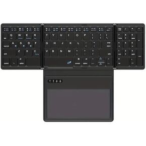 JOMAA BT Wireless Foldable Keyboard with Touchpad Rechargeable Folding Keyboard with Large Touchpad Tri-Folding Ultra Slim Keyboard (Black)