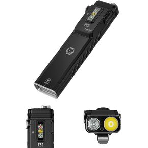 RovyVon Angel Eyes E80 Flat EDC Flashlight 1800 Lumens USB-C Rechargeable Flashlights,Green Beam,High Power UV Front Light with White/Red/365nm Sidelights,Removable Two-Way Pocket Clip (Black)