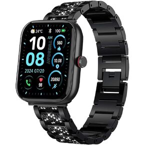 IDW13, IDW16, IDW17, IDW19, IDW20, IDW21, IDW23, IDW25, IDW26 Smartwatch Band, Women Jewelry Bling Diamond Metal Dressy Strap Adjustable Replacement Strap Accessories Sports Band for Men Women Compatible for IDW13, IDW16, IDW17, IDW19, IDW20, IDW21, IDW23