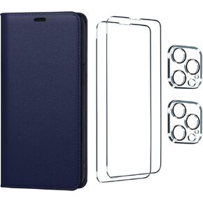 Utook Compatible with iPhone 14 Pro Case Wallet, Genuine Leather Magnetic Flip Cell Phone Cases with Credit Card RFID Blocking Shockproof Shell for Phone 14 Pro 6.1" 5G