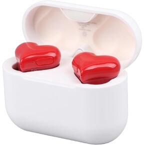 Dpofirs Earbuds, Heart Shaped Stylish Lightweight Noise Canceling Stereo in Ear Bluetooth Earphones, Includes Charging Case and 6 Ear Tips