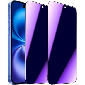2 Pack Compatible with iPhone 16 Plus Privacy Screen Protector, Anti-Spy Anti-Blue Light Eye Protection Tempered Glass Film 6.7'', Scratch Resistant, Full Coverage, Case Friendly