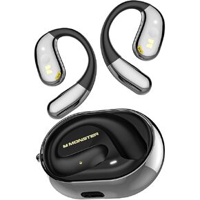 Monster Open Ear AC360 ، سماعة دوارة Bluetooth اللاسلكية ، مع الحبل ، Bluetooth 5.4 ، والتحكم في اللمس ، وعمر البطارية على مدار 24 ساعة ، وملابس ماء IPX5 ، وملابس طويلة الأمد بدون تعب