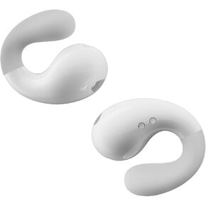 Open Ear Clip On Headphones Bluetooth 5.3 Wireless Earbuds 4 HD Mic with 50 Hours Reproduction LED Display Charging Case, 2024 New Air Conduction Headphones, IPX7 Waterproof Sport Ear Buds, White