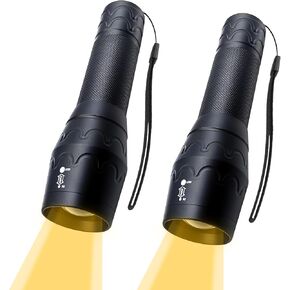 Warm Light LED Flashlight Single Mode Zoomable Flashlights for Sleep Aid, Dog Walking, Reading, Night Vision, 2 Pack