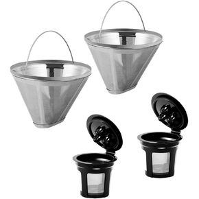 Coffee Filter for Ninja Dual Brew Coffee Maker, 2 Pack K Cup Reusable Coffee Pods and 2 Pack Coffee Maker Filter for Ninja Dual Brew CFP301 CFP307 Coffee Maker