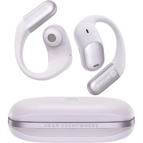 BUGANI 2025 Bluetooth 5.4 Open Ear Headphone with Dual-Mic ENC Wireless Earbuds,360 Head-Tracking Spatial Audio, 56HRS Playtime,IPX5 Water Resistance for Sport and Workout (Purple