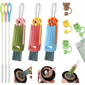 3 Pcs 3 in 1 Cup Lid Cleaning Brush, 2025 New Multifunctional Portable Straw Lid Cup Cleaner Brush Set, Tiny Bottle Cup Lid Brush Cleaner Brush, Efficient and Durable Brushes for Bottle Gap