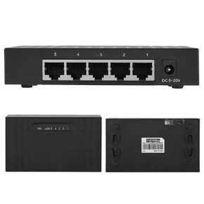 100-240V 5-Port SPOE VLAN Injector 5 Port Fast 10/100/1000Mbps Transmission Network VLAN Hub Long Range PoE Switch(U.S. regulations, Transl)