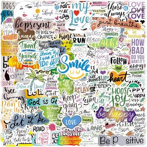 100 PCS Inspiring Stickers Waterproof Vinyl Stickers for Water Bottle Positive Stickers 100Pcs No Repeat Motivational Laptops Computers Guitar, Skateboard, Mobile Phone, Tablet for Women Adults Teens