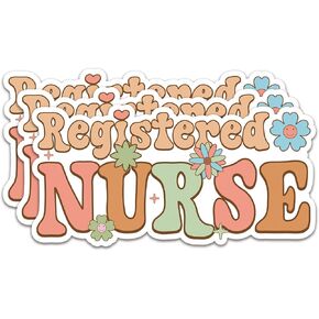 (3Pcs) Registered Nurse Sticker Nurse Stickers Decal Waterproof Vinyl Stickers Adult for Laptop Kindle Car Tumbler Water Bottle Mug Phone Notebook Helmet - Size 3"x1.5"