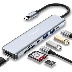 7-in-1 USB C Hub,USB C Adapter for MacBook Pro/Air, Docking Station HDMI 4K, SD/TF readers, PD 87W, USB 3.0/2.0, USB C data port, for iPad Pro m1, XPS, Laptops, for Switch