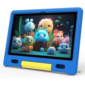 Kids Tablet 10 inch, Tablet for Kids with Protective Case, 2+32GB Storage(512GB Expand), Quad-Core, 5G WiFi, Google Kids Space, Parental Control, YouTube Kids, Educational Apps (Blue)