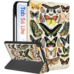for Samsung Galaxy Tab S6 Lite Case 10.4 Inch 2022/2020 Women Girls Cute Folio Cover with Pencil Holder Girly Butterfly Teens Design Auto Wake/Sleep Stand Tablet Cases SM-P610/P613/P615/P619