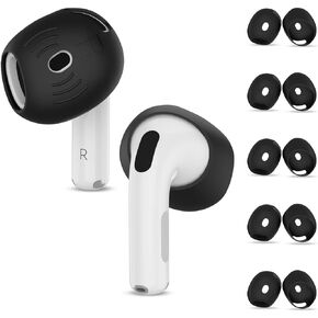 [5-Pairs] for AirPods 4 Ear Tips Cover, Soft Silicone AirPod 4 Earbuds Cover Anti Slip AirPods 4 Earbuds Accessories Compatible with Apple AirPods 4th Generation Earbuds [Fit in Charging Case] - Black
