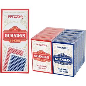Playing Cards,12 Pack,6 Red 6 Blue,Poker Game Guandan,Narrow Size,Black Core Construction, Casino Grade