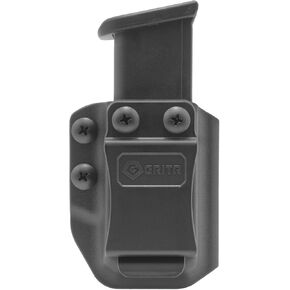GRITR Universal IWB/OWB Concealed Carry Gun Mag Carrier for 9mm/.40 Double Stack & 9mm/.40/.45 Single Stack Magazines - 1.5" Belt Clip, Adjustable Retention & Cant