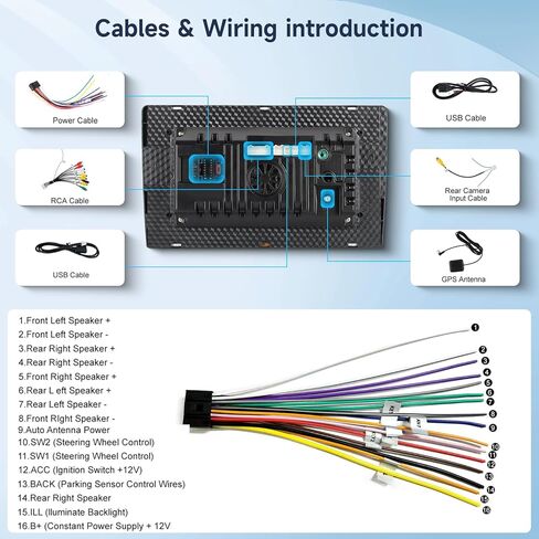 Android Car Radio 10.1 بوصة مع Bluetooth ، رابط المرآة ، راديو سيارة شاشة مزدوجة Dino Din Din مع GPS ، WiFi ، DSP FM RDS Radio ، USB ، SWC مع كاميرا احتياطية in Kuwait