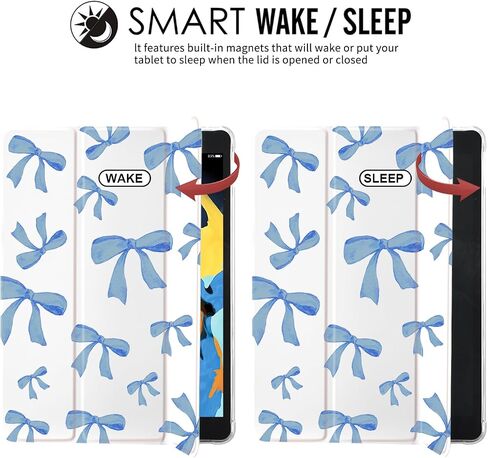 Joyland Blue Bow Pad Case White Case for iPad 10.9 "Air 4 2020/Air 5 ، مع Holder-Holder-Auto Wake/Sleep ، مقالة Folio Folio Strockprooch المضادة للصدمات لـ iPad Air 11 Inch (2024) in Saudi Arabia