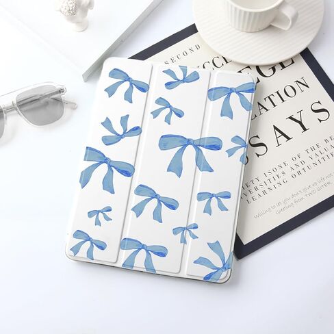 Joyland Blue Bow Pad Case White Case for iPad 10.9 "Air 4 2020/Air 5 ، مع Holder-Holder-Auto Wake/Sleep ، مقالة Folio Folio Strockprooch المضادة للصدمات لـ iPad Air 11 Inch (2024) in Saudi Arabia