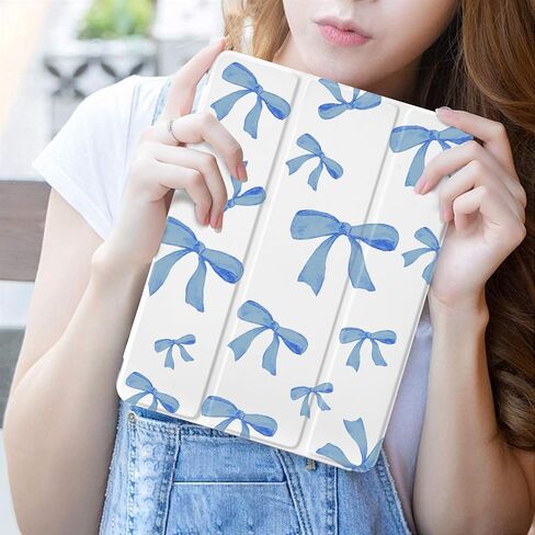 Joyland Blue Bow Pad Case White Case for iPad 10.9 "Air 4 2020/Air 5 ، مع Holder-Holder-Auto Wake/Sleep ، مقالة Folio Folio Strockprooch المضادة للصدمات لـ iPad Air 11 Inch (2024) in Saudi Arabia