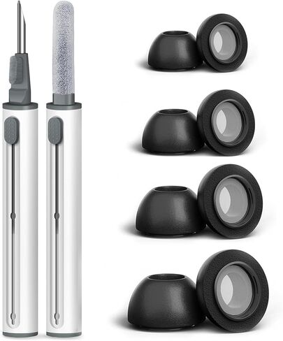 Memory Foam Ear Tips for AirPods Pro 1st & 2nd Gen, No Silicone Eartips Pain, Better Noise Cancellation Eartips with 3 in 1 Cleaner Kit and Fit in Charging Case-(XS/S/M/L) Replacement Buds in Kuwait