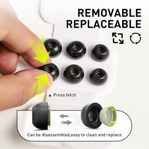 Memory Foam Ear Tips for AirPods Pro 1st & 2nd Gen, No Silicone Eartips Pain, Better Noise Cancellation Eartips with 3 in 1 Cleaner Kit and Fit in Charging Case-(XS/S/M/L) Replacement Buds in Kuwait