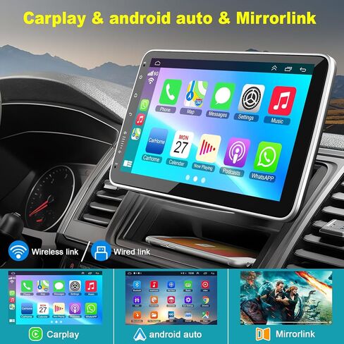 Android 13 Single DIN Car Stereo 10.1 بوصة راديو شاشة تعمل باللمس مع A-Ppple Carplay Android Auto و GPS Navigation Wifi FM/RDS Hifi Bluetooth Android Radio Unit +Camera Backup in Kuwait