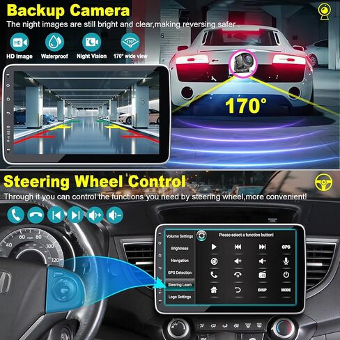 Android 13 Single DIN Car Stereo 10.1 بوصة راديو شاشة تعمل باللمس مع A-Ppple Carplay Android Auto و GPS Navigation Wifi FM/RDS Hifi Bluetooth Android Radio Unit +Camera Backup in Kuwait