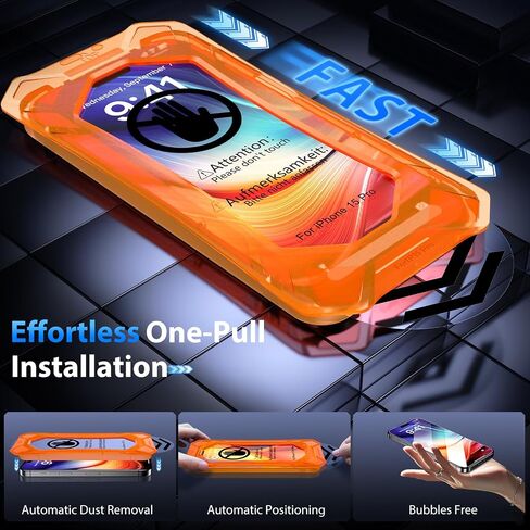 Bazo for iPhone 15 Pro Screen Protector - [Military Grade Shatterproof & 9H+ Hardness] حامي الشاشة غير القابل للكسر 15 Pro Pro Glass 9D حماية تغطية كاملة ، [إزالة التلقائي] سهلة التثبيت ، 2 حزم in Kuwait