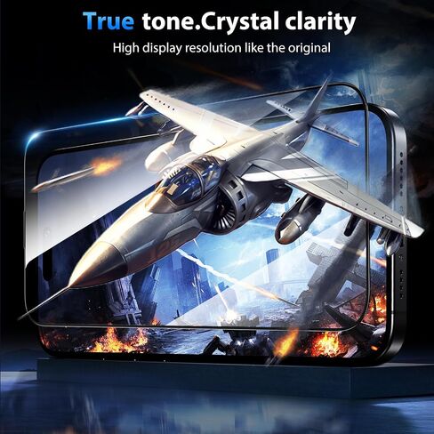 Bazo for iPhone 15 Pro Screen Protector - [Military Grade Shatterproof & 9H+ Hardness] حامي الشاشة غير القابل للكسر 15 Pro Pro Glass 9D حماية تغطية كاملة ، [إزالة التلقائي] سهلة التثبيت ، 2 حزم in Kuwait