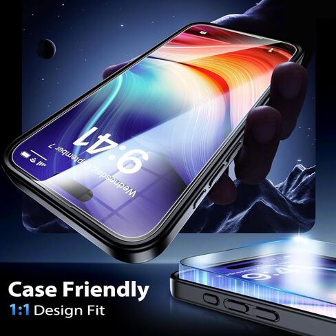Bazo for iPhone 15 Pro Screen Protector - [Military Grade Shatterproof & 9H+ Hardness] حامي الشاشة غير القابل للكسر 15 Pro Pro Glass 9D حماية تغطية كاملة ، [إزالة التلقائي] سهلة التثبيت ، 2 حزم in Kuwait