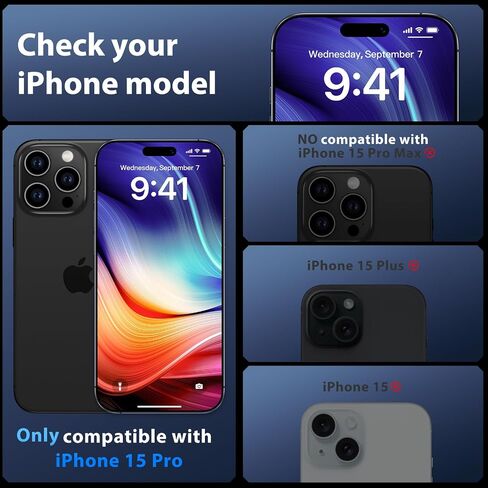 Bazo for iPhone 15 Pro Screen Protector - [Military Grade Shatterproof & 9H+ Hardness] حامي الشاشة غير القابل للكسر 15 Pro Pro Glass 9D حماية تغطية كاملة ، [إزالة التلقائي] سهلة التثبيت ، 2 حزم in Kuwait