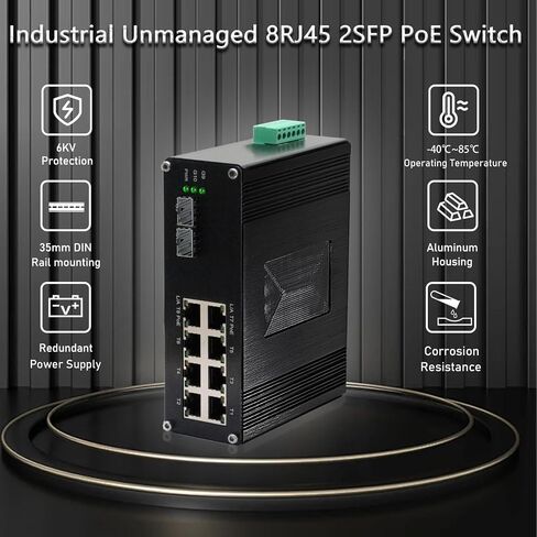 الصناعي غير المُدارة 8 Port Ethernet Poe+ Switch Din Rail Mount 8 Port RJ45 in Saudi Arabia