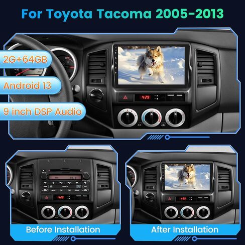NHOPEEW [2+64G] Car Stereo for Toyota Tacoma 2005-2013 - 9 inch Touchscreen Android 13 Upgrade Radio - Wireless Carplay and Android Auto, DSP Audio, WiFi, GPS, FM/RDS Radio + AHD Backup Camera in Saudi Arabia