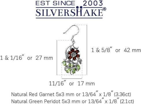 Silvershake Genuine Gemstone 925 Sterling Silver Victorian Style Flower and Leaf Dangle Hook Earrings in Saudi Arabia